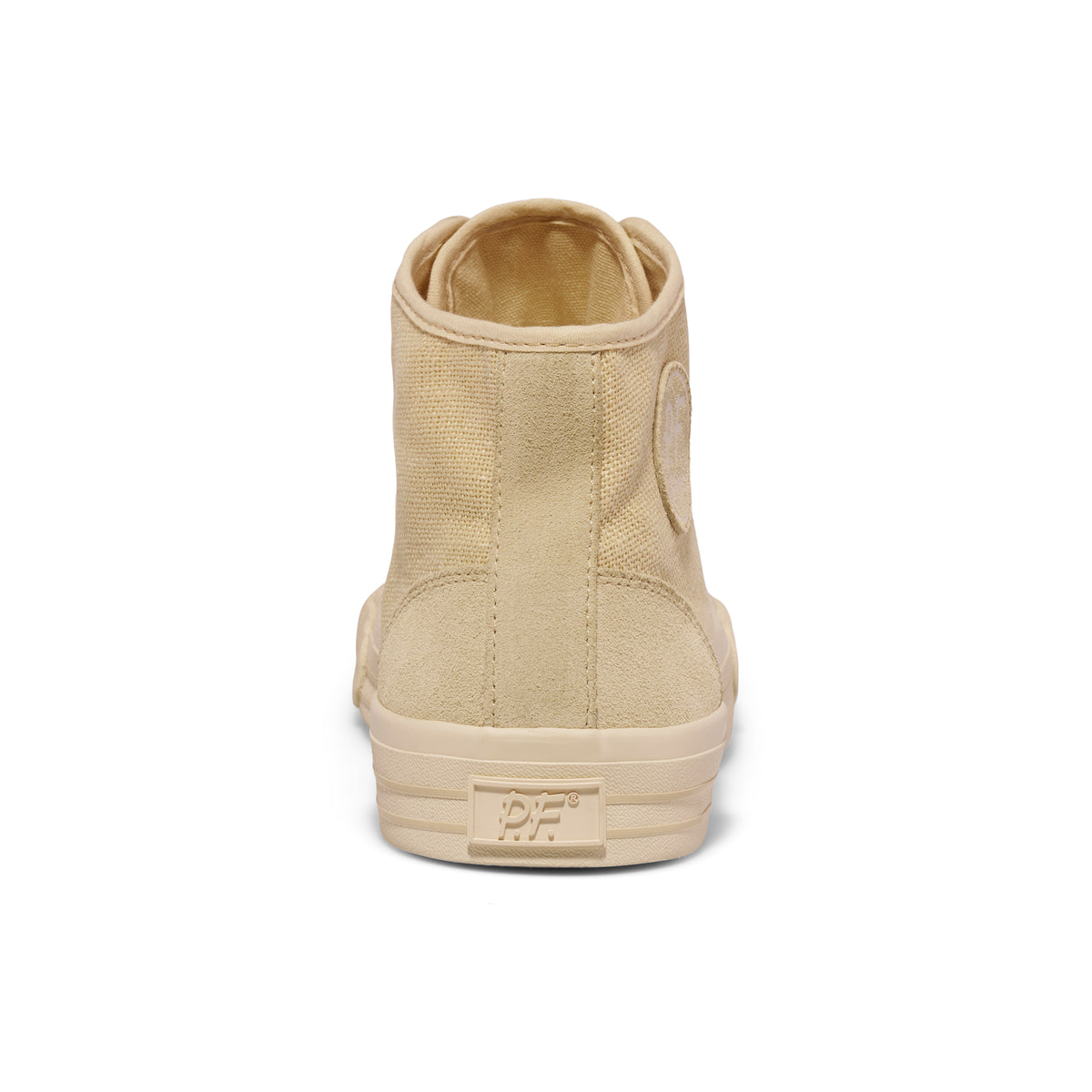 Beige high-top sneaker on a white background.