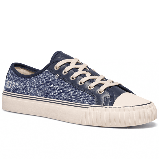 Navy low-top sneaker rotating gif showing different angles of the sneaker. alternate view