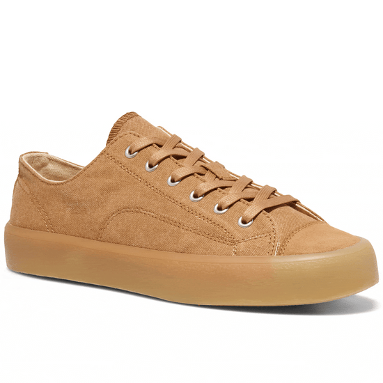 Tan low-top sneaker rotating gif showing different angles of the sneaker. alternate view