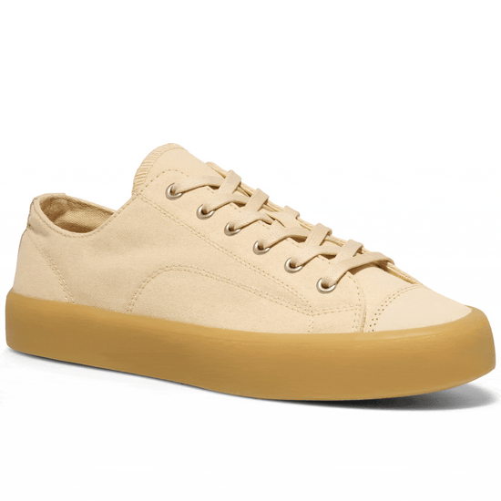Beige low-top sneaker rotating gif showing different angles of the sneaker. alternate view